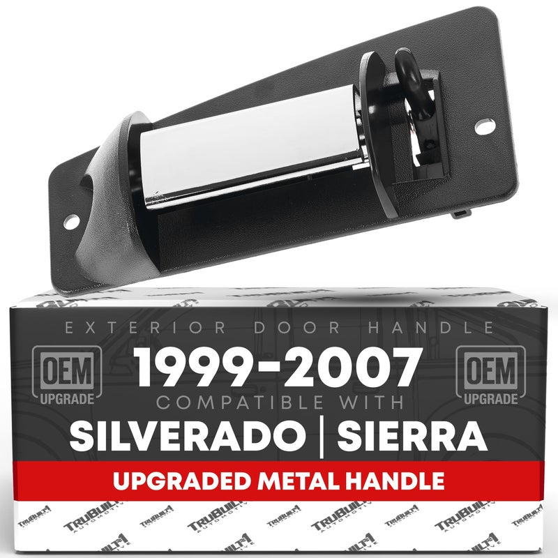 T1A Extended Cab Rear Driver Door Handle Upgraded Metal Compatible with 19992006 Chevrolet Silverado 1500 2500 3500 HD 9906 GMC Sierra 1500 2500 3500 HD Chrome Black OEM 15758172 79100 - Image 2