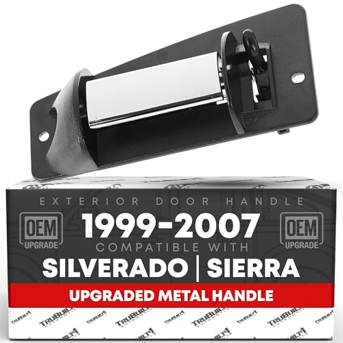 T1A Extended Cab Rear Driver Door Handle Upgraded Metal Compatible with 19992006 Chevrolet Silverado 1500 2500 3500 HD 9906 GMC Sierra 1500 2500 3500 HD Chrome Black OEM 15758172 79100 - Image 1