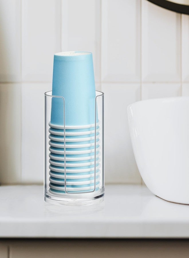 LBTING Bathroom Cup Dispenser, Small Cups Holder for 3oz-4oz Disposable Mouthwash Rinsing Paper Cups Storage, Compact Clear Plastic Cup Organizer for Bathroom Vanity Countertop - 2 Pack - Image 5