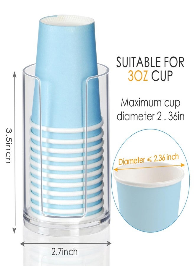 LBTING Bathroom Cup Dispenser, Small Cups Holder for 3oz-4oz Disposable Mouthwash Rinsing Paper Cups Storage, Compact Clear Plastic Cup Organizer for Bathroom Vanity Countertop - 2 Pack - Image 3