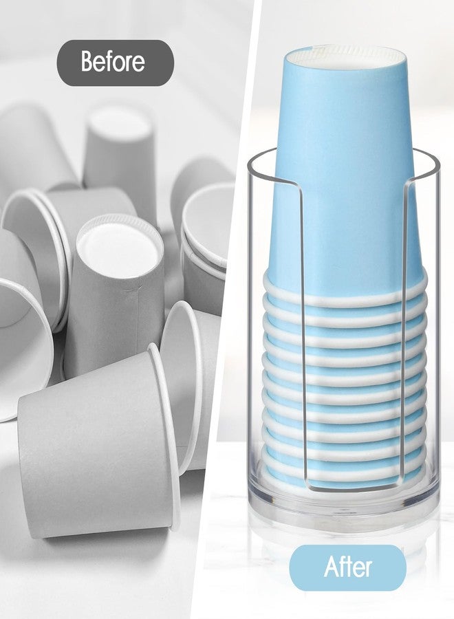 LBTING Bathroom Cup Dispenser, Small Cups Holder for 3oz-4oz Disposable Mouthwash Rinsing Paper Cups Storage, Compact Clear Plastic Cup Organizer for Bathroom Vanity Countertop - 2 Pack - Image 4