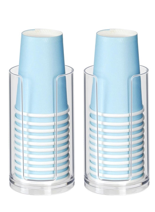 LBTING Bathroom Cup Dispenser, Small Cups Holder for 3oz-4oz Disposable Mouthwash Rinsing Paper Cups Storage, Compact Clear Plastic Cup Organizer for Bathroom Vanity Countertop - 2 Pack - Image 1