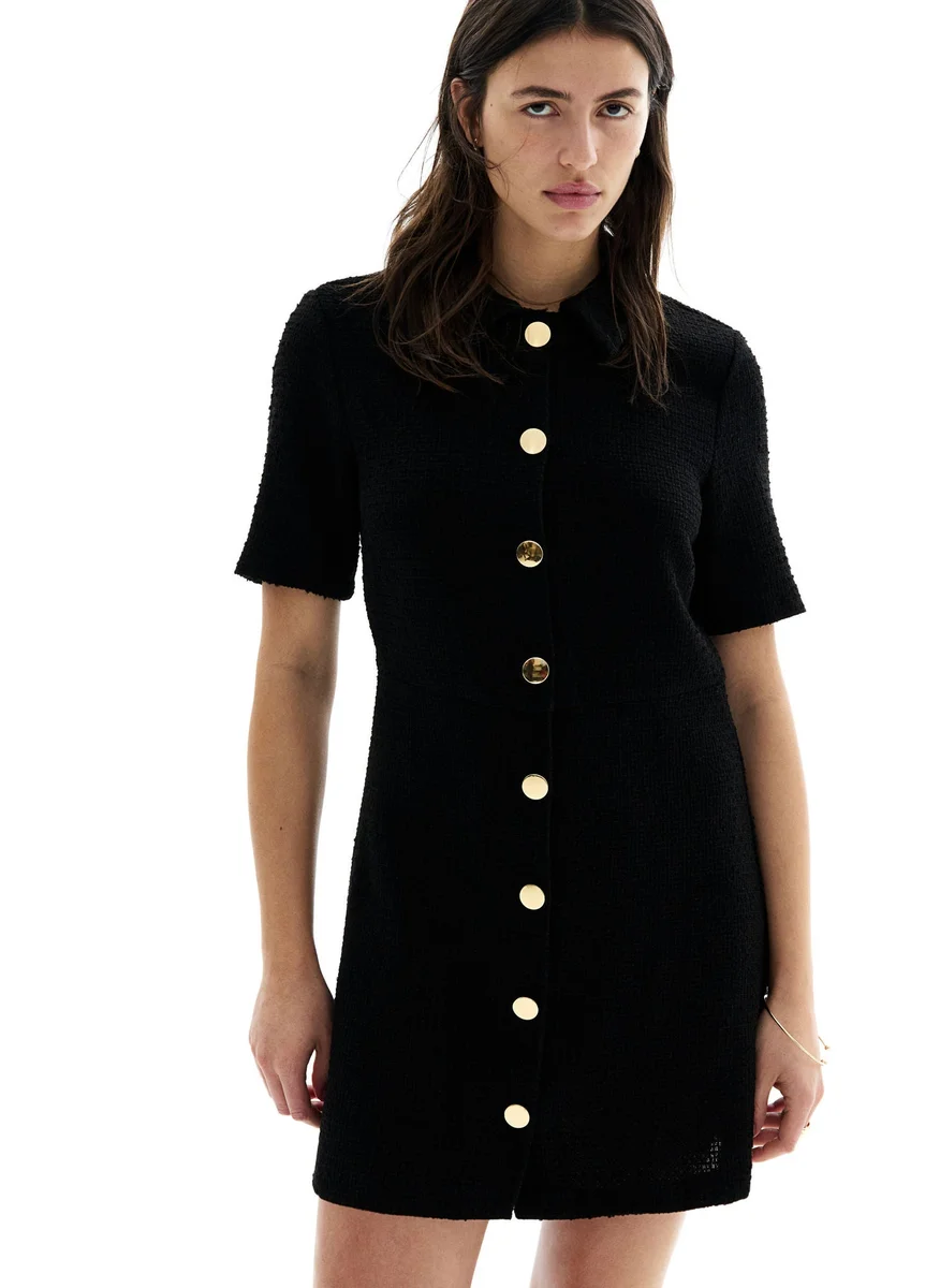H&M Button-Front Bouclé Dress