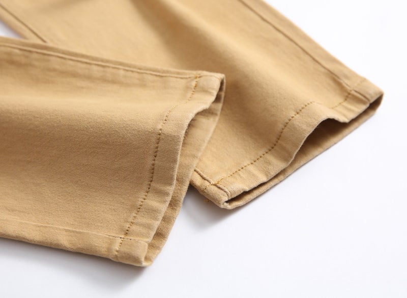 FREDD MARSHALL Boys Skinny Fit Ripped Destroyed Distressed Stretch Slim Jeans Pants Khaki 12 - Image 5