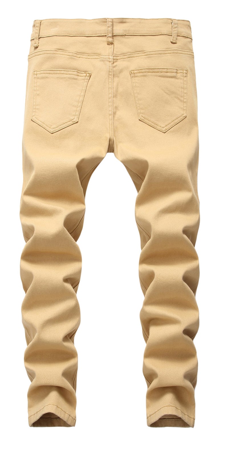 FREDD MARSHALL Boys Skinny Fit Ripped Destroyed Distressed Stretch Slim Jeans Pants Khaki 12 - Image 2