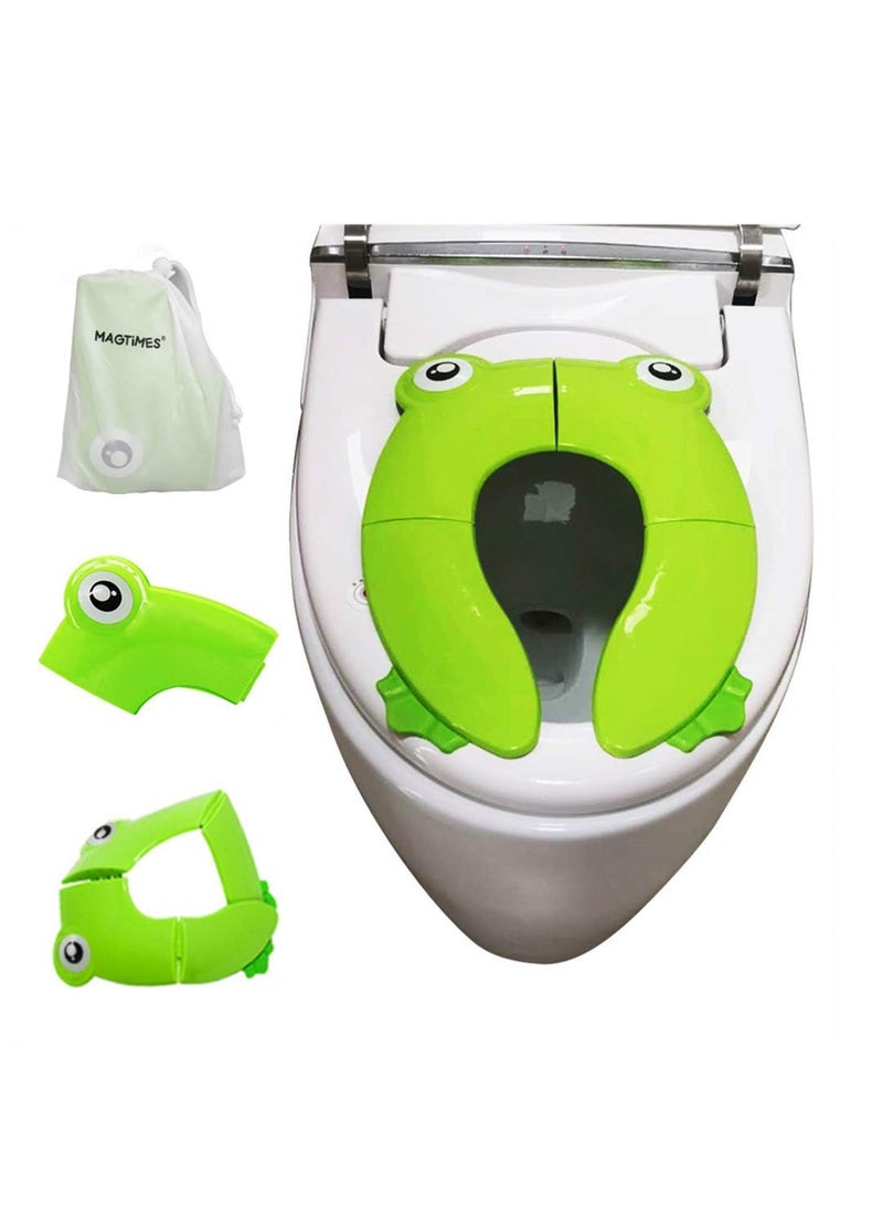 SYOSI Kids Toilet Seat Cover, Portable Large Non Slip Silicone Pads Foldable Potty Training Seat for Toddlers Kids Boys & Girls, Recyclable Potty Seat Cover for Travel - Image 2