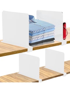 XiuWoo 4 PCS Acrylic Plastic Shelf Dividers, Closet Shelf Divider for Wooden Shelving, Closet Clothes Organizer Separators Suitable for Wooden or Vertical Shelves Or Bedroom, Kitchen and Office  - Image 1