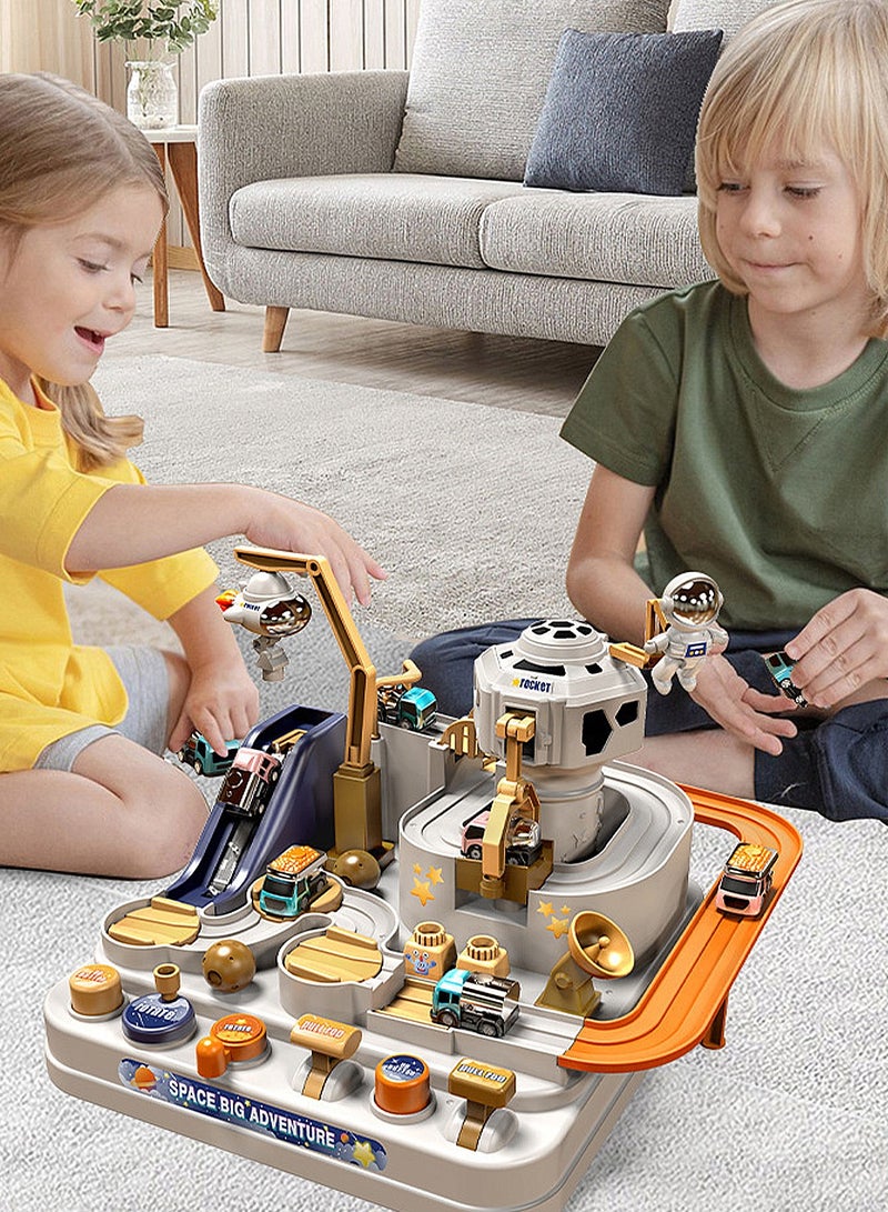 MaBaby Race Track Car Toys for Kids , with 5 Mini Race Car Rocket Adventure Vehicles Construction Play Set, Early Education Puzzle Car Games Gifts for 3+Years Boys and Girls - Image 3