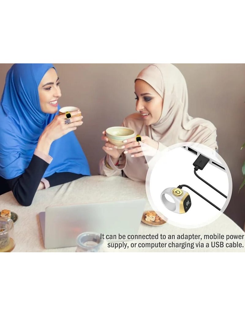 iQIBLA - Zikr Ring 20 mm Smart Ring with Vibration Reminder Tasbih Counter and Bluetooth Connection and IQIBLA App and 5 Daily Prayer Reminders - Image 1