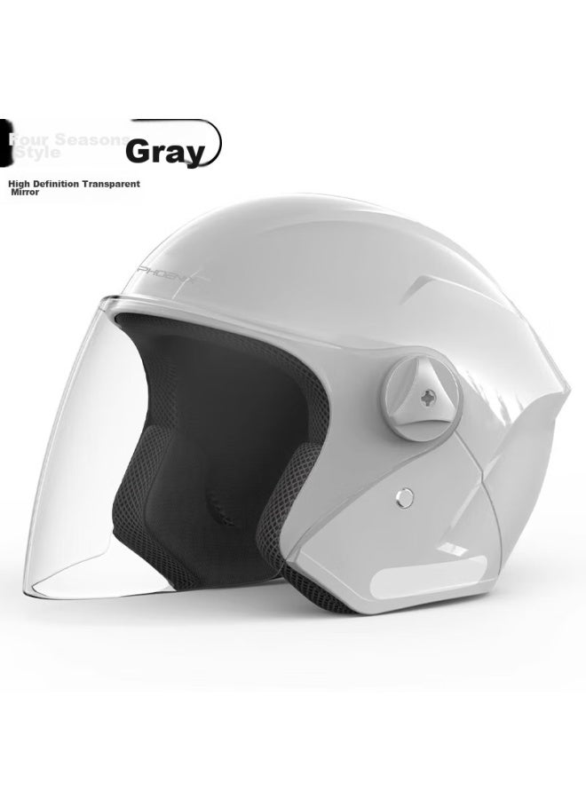 Phoenix New National Standard Electric Bicycle Helmet With Dual Visor 3/4 Half Helmet Bright White Uni All-season Electric Scooter Helmet Warm Riding Safety Cap For Winter - Image 1