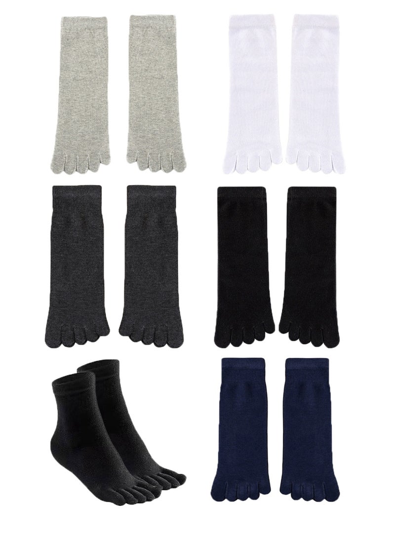 5PCS Toe Socks Five Finger Socks Cotton Soft Breathable Running Five Finger Crew Socks for Men Woman - Image 1