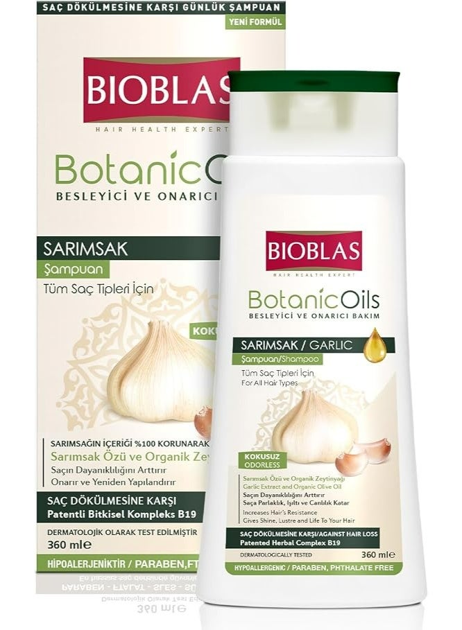 BIOBLAS BOTANIC OILS NOURISHING AND REPAIRING CARE GARLIC SHAMPOO FOR ALL HAIR TYPES 360 ML PARABEN FREE - Image 1