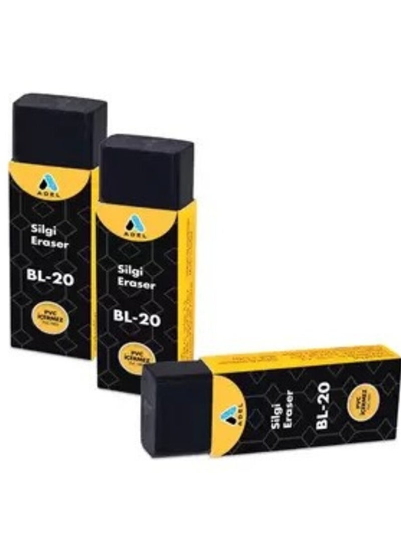 Adel Bl 789 Black Eraser 20 Pcs. - ALER2270789001