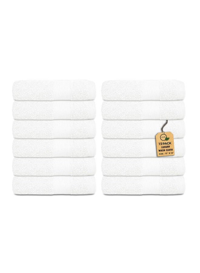 Softolle Premium Wash Cloths - 100% Combed Ring Spun Cotton WashCloth - Pack of 12 Luxury Washcloths – Ultra Soft Face Towels - Highly Absorbent Wash Cloth for Face- 13" x 13" Inches (White) - Image 1