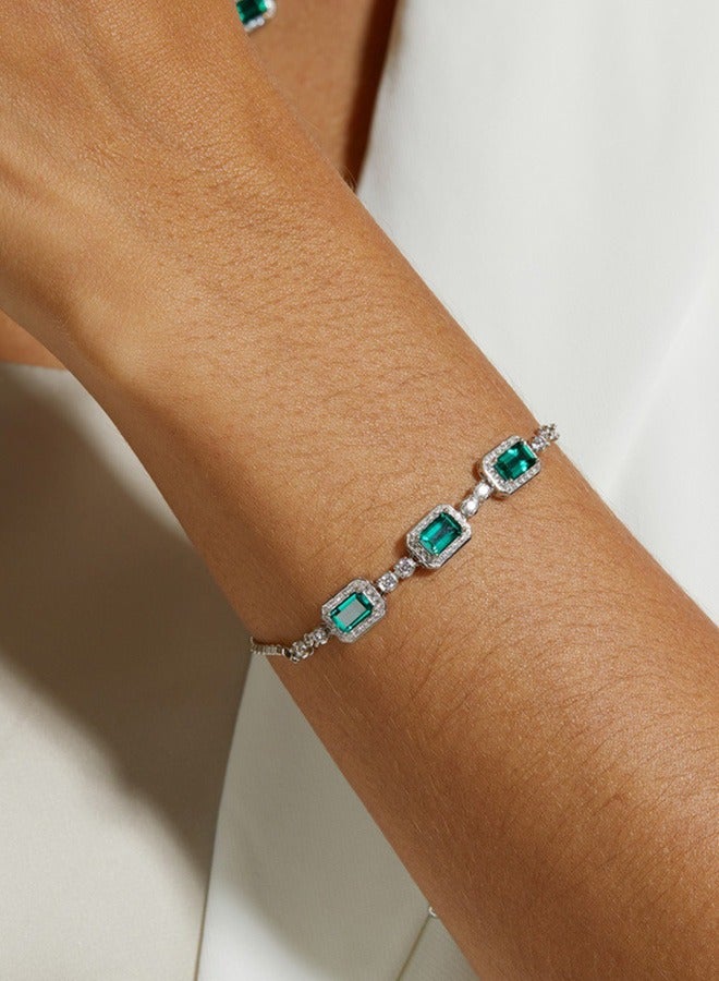 جيوان الزمرد الفضة الاسترليني سوار الماس الرجعية مجوهرات إرسال الزوجة إرسال صديقة إرسال الأم - Image 3