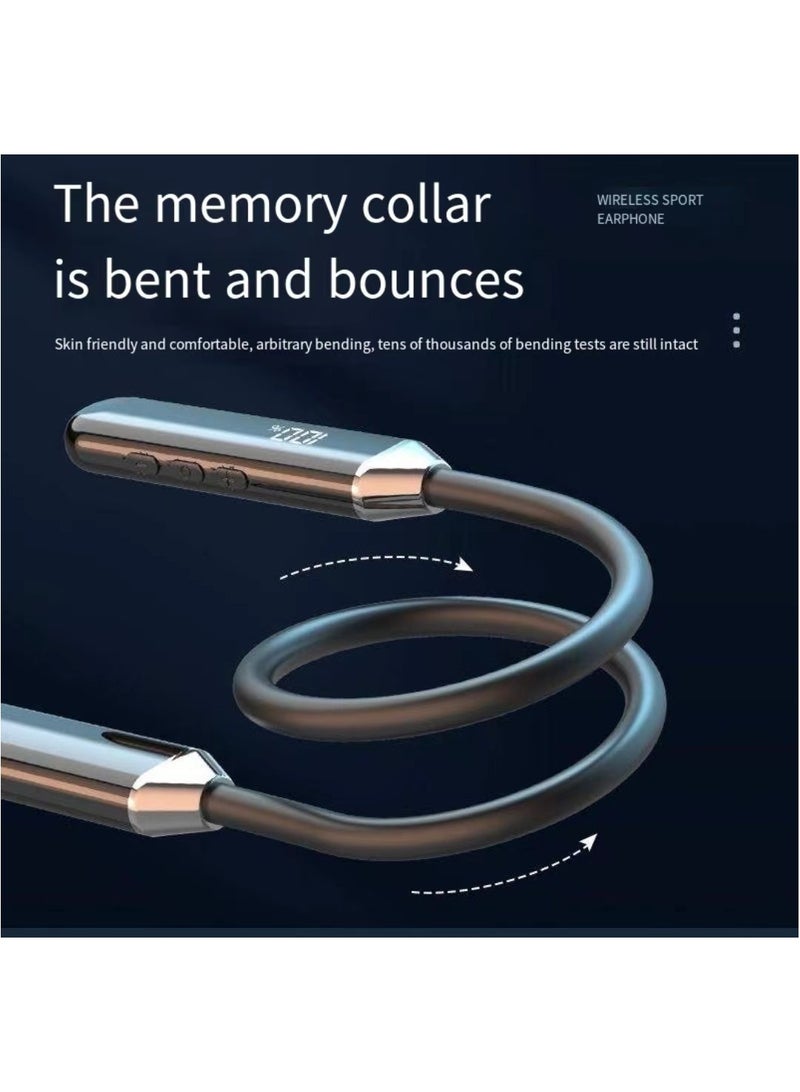 Bluetooth Neck Sports Wireless Headphones Dual Half In-Ear Universal Ultra Long Standby Black - Image 3