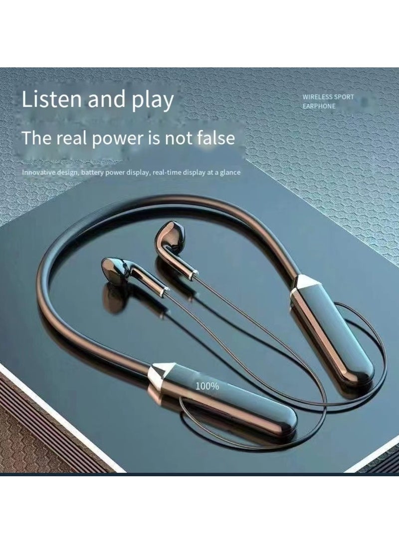 Bluetooth Neck Sports Wireless Headphones Dual Half In-Ear Universal Ultra Long Standby Black - Image 4