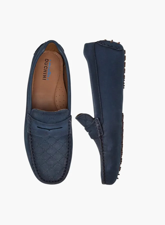 Mister Duchini Boys Monogram Embossed Slip-On Loafers