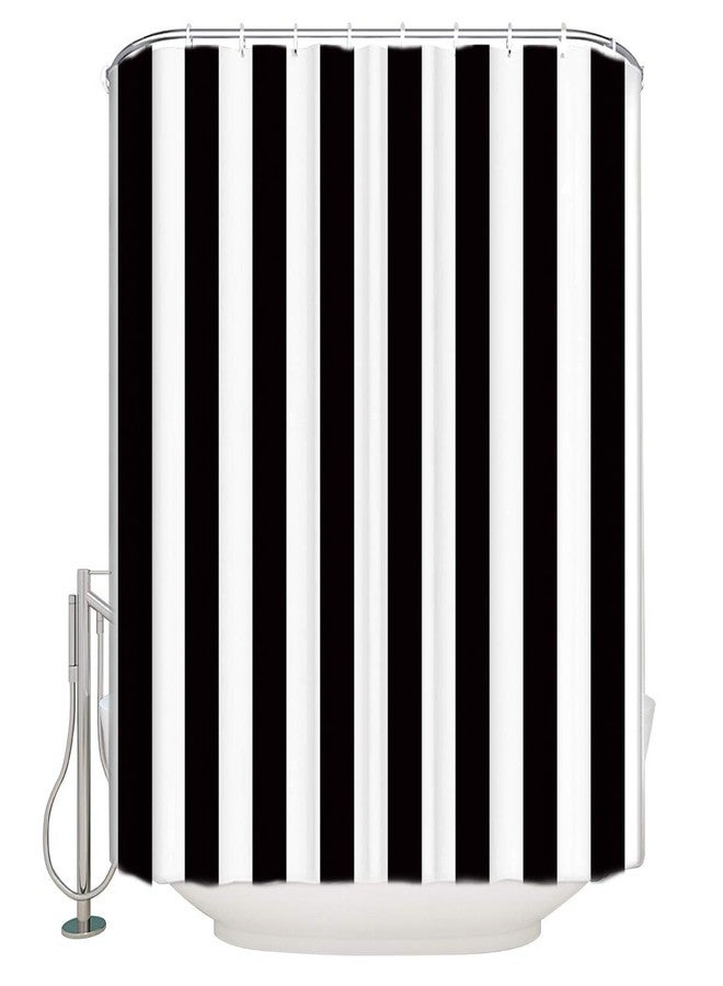 Vandarllin Extra Long Shower Curtain Fabric Shower Curtains Black and White Shower Curtain Striped 72x84 Inch - Image 1
