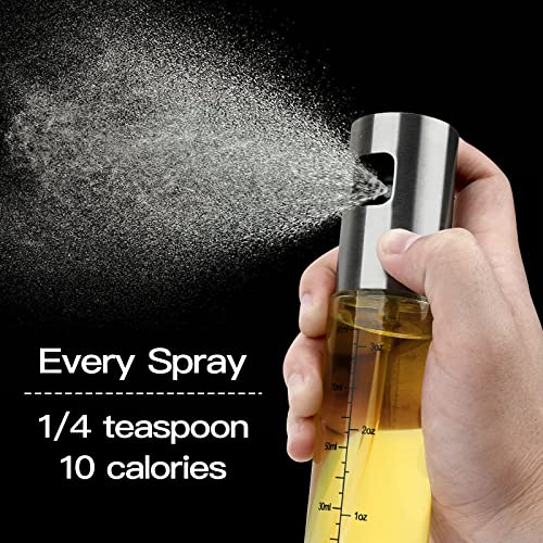 NORBASE Oil Sprayer for Cooking, 2 Pack Upgraded Olive Oil Spray Bottle Mister Refillable with Scale Air Fryer Accessories for Kitchen, Salad, Baking, BBQ, Frying - Image 3