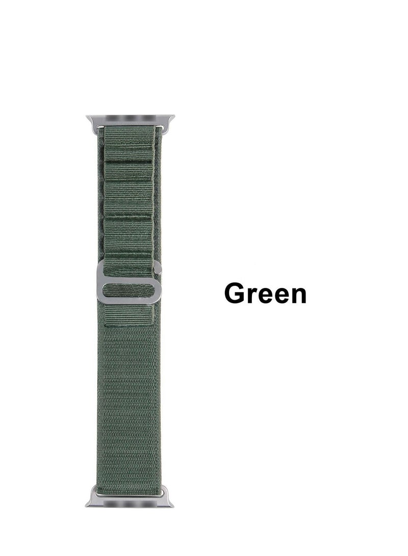 GULFLINK Sport Braided Woven Polyester G-hook slides Strap Watch Band for Apple iWatch Ultra 8 49mm Green - Image 2