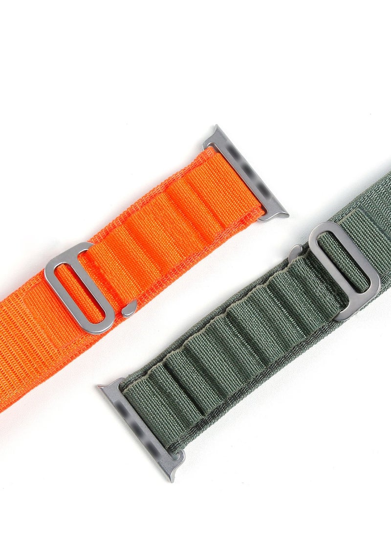 GULFLINK Sport Braided Woven Polyester G-hook slides Strap Watch Band for Apple iWatch Ultra 8 49mm Green - Image 3