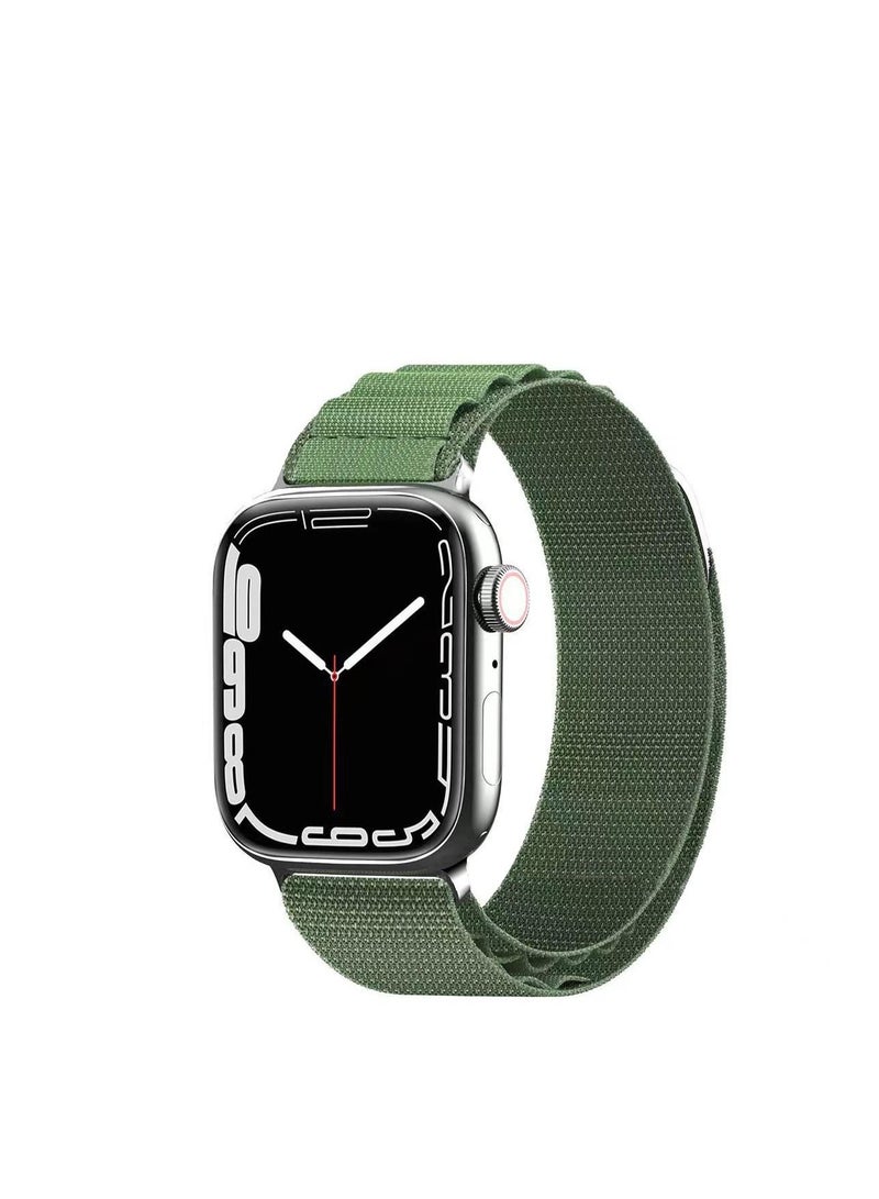 GULFLINK Sport Braided Woven Polyester G-hook slides Strap Watch Band for Apple iWatch Ultra 8 49mm Green - Image 1