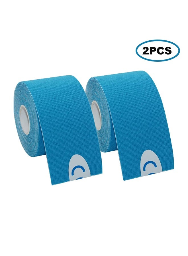 Generic 2 Rolls Waterproof Breathable Kinesiology Tape, Athletic Elastic Knee Pad Muscle Pain Relief Knee Taping for Gym Fitness Running Tennis Swimming (Blue) - Image 1