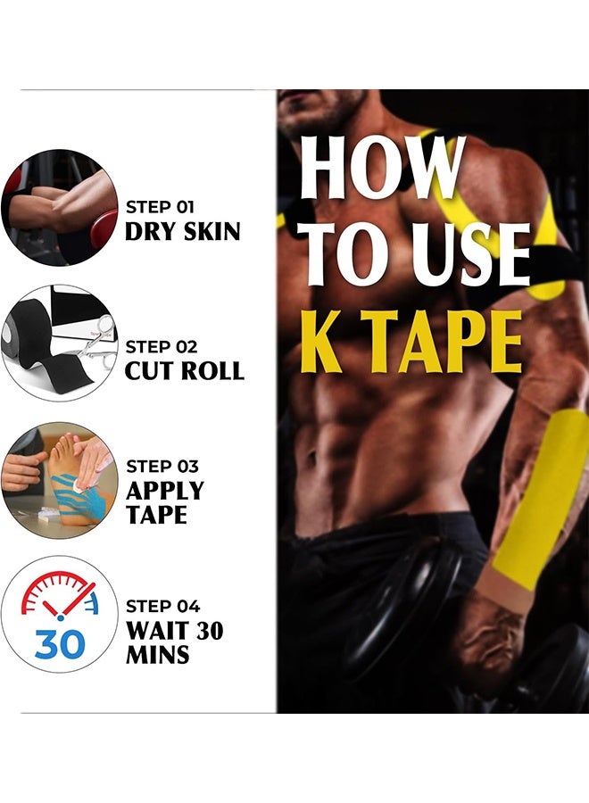 Generic 2 Rolls Waterproof Breathable Kinesiology Tape, Athletic Elastic Knee Pad Muscle Pain Relief Knee Taping for Gym Fitness Running Tennis Swimming (Blue) - Image 5