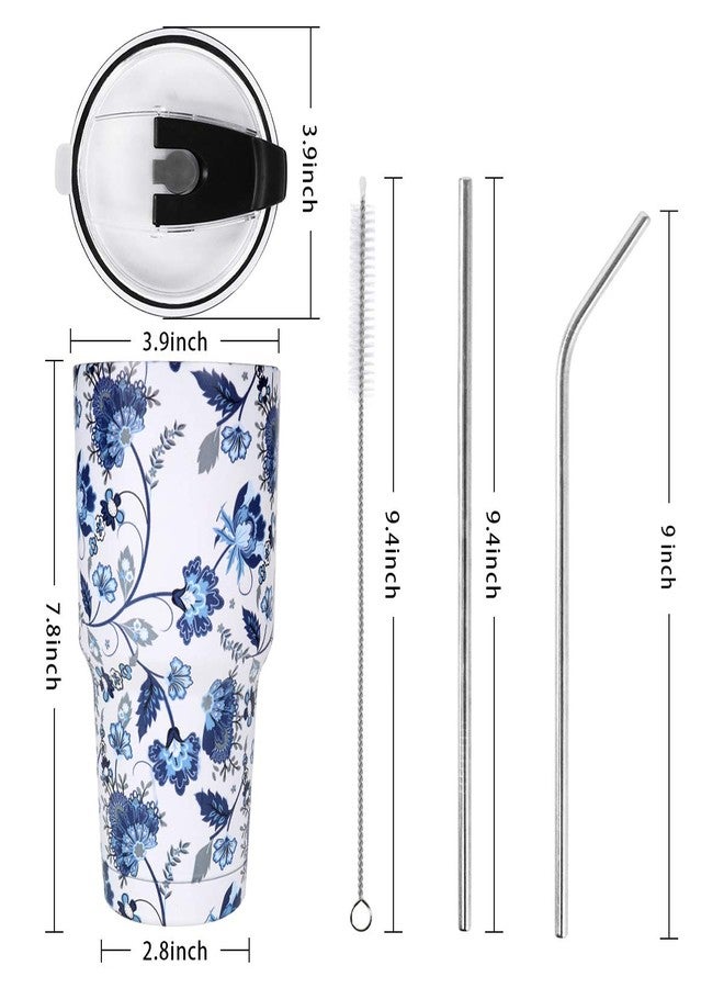 SYACOT 30oz Tumbler Double Wall Stainless Steel Vacuum Insulated Travel Mug with Splash-Proof Lid Metal Straw and Brush - Image 2