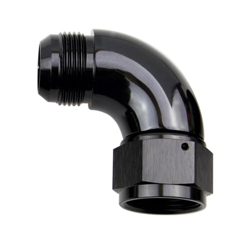 KRD PERFORMANCE 16 AN Male to AN16 Female Swivel One Pieces 90 Degree Full Flow Elbow Fitting Adapter Aluminum Black - Image 1