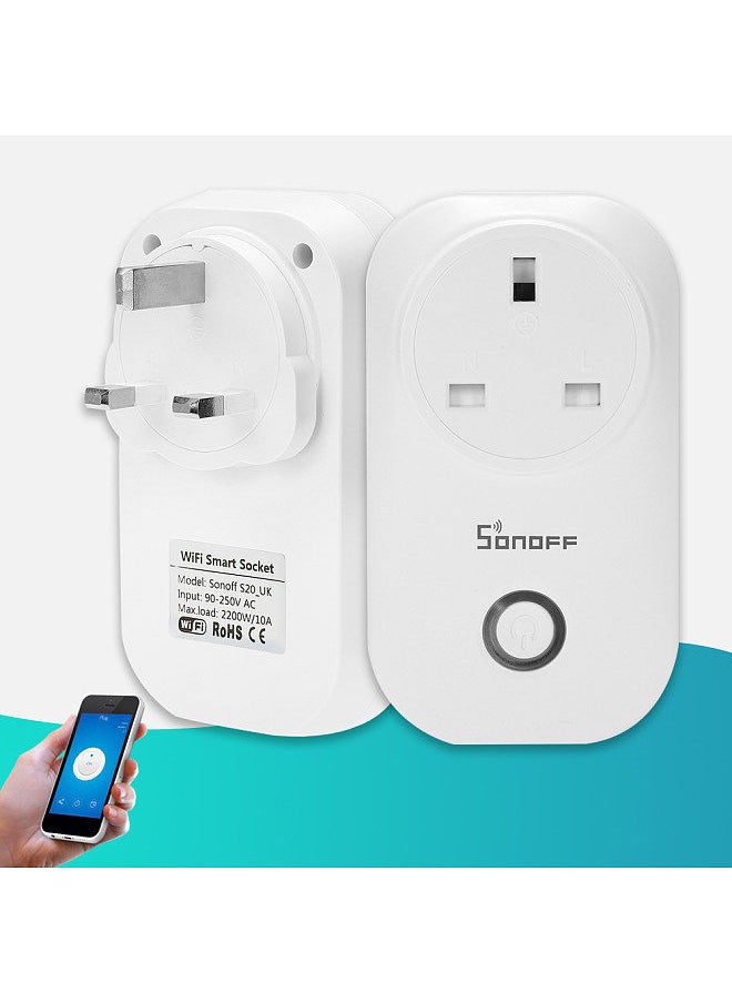 SONOFF - SONOFF S20 ITEAD Wifi Wireless Remote Control Socket Charging Adapter Smart Home Power Socket UK Via Phone App Smart Timer Works with  Alexa & for Google Home/Nest Home Plug - Image 1