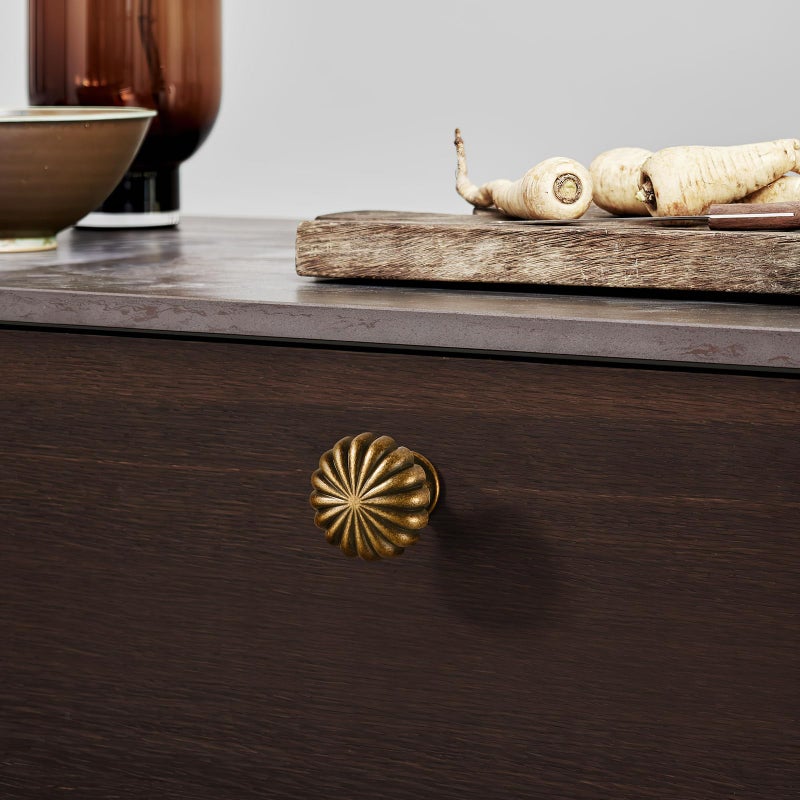 FAPUAL 10 Pack Antique Brass Cabinet Knobs for Kitchen Cabinets and Dresser Drawersï¼ŒZinc Alloy Hardware Handles Pullsï¼ŒVintage Cupboard Drawer Knob - Image 3