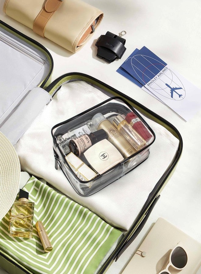 LETGO TSA Approved Toiletry Bag - Clear Makeup Bag Waterproof Quart Size Bag, Travel Makeup Cosmetic Bag for Women Travel Car Accessories Essentials for Men and Women (Clear-Black) - Image 4