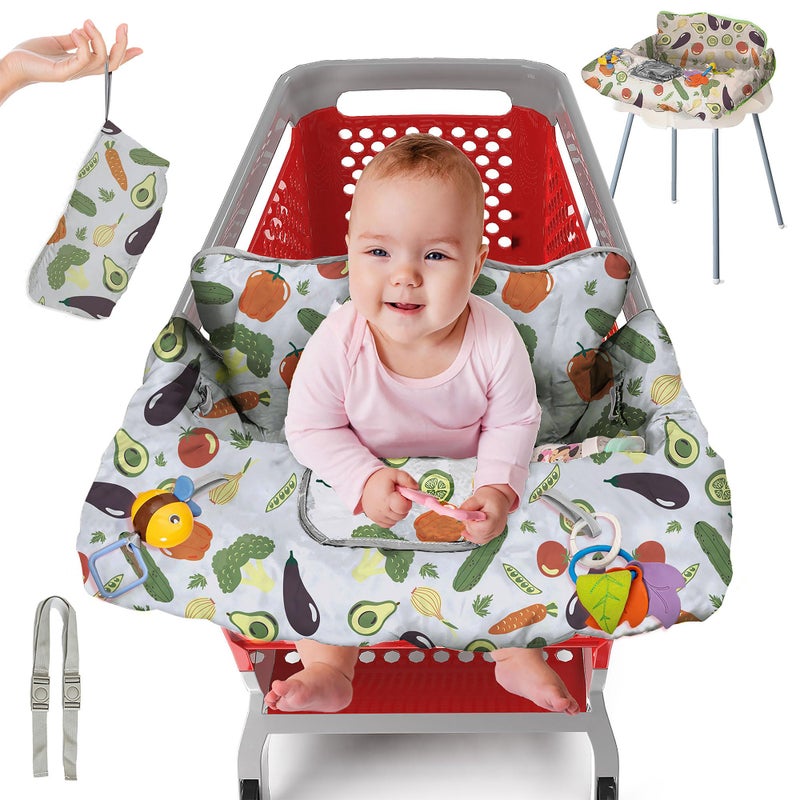PILLANI Shopping Cart Cover for Baby High Chair Cover for Restaurant Seat Grocery Cart Cover for Baby Girl and Boy Comfortable Cotton Buggy Covers for Babies Padded Toddler Shopping Cart Cover - Image 2