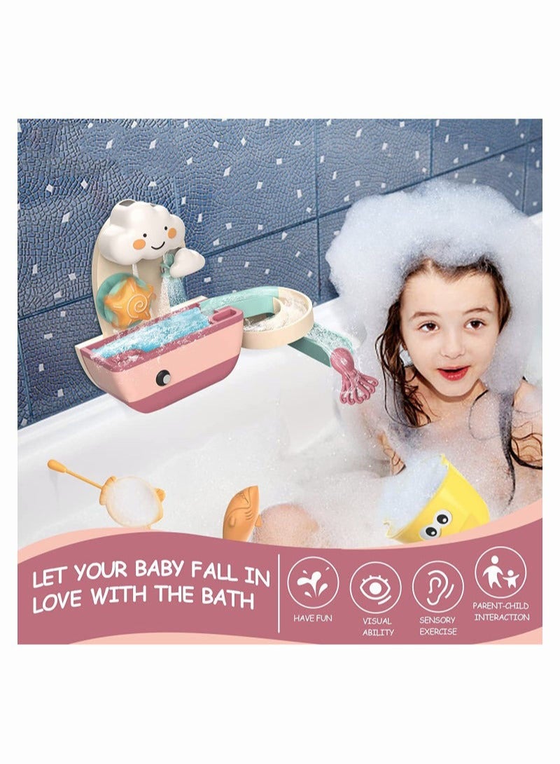 دوركو لعبة حمام الطفل الفريدة بتصميم مميز، تقدم تجربة استحمام ممتعة برذاذ مائي وقواعد شفط قوية، ممر مائي للانزلاق بسلاسة، مغطس شلال رائع، مصنوعة من مادة آمنة للبشرة، حواف ناعمة. - Image 3