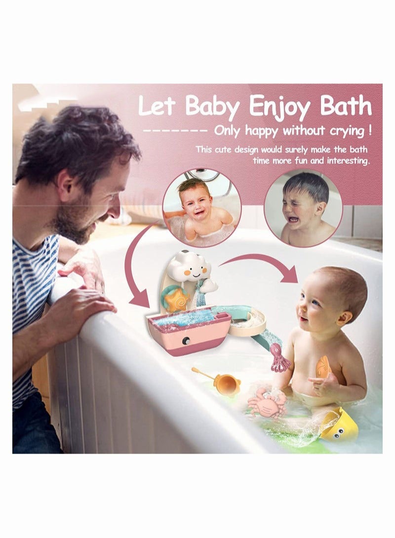 دوركو لعبة حمام الطفل الفريدة بتصميم مميز، تقدم تجربة استحمام ممتعة برذاذ مائي وقواعد شفط قوية، ممر مائي للانزلاق بسلاسة، مغطس شلال رائع، مصنوعة من مادة آمنة للبشرة، حواف ناعمة. - Image 4