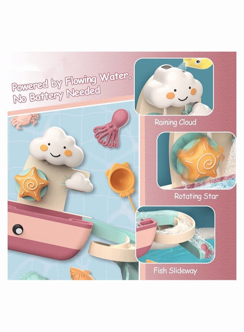 دوركو لعبة حمام الطفل الفريدة بتصميم مميز، تقدم تجربة استحمام ممتعة برذاذ مائي وقواعد شفط قوية، ممر مائي للانزلاق بسلاسة، مغطس شلال رائع، مصنوعة من مادة آمنة للبشرة، حواف ناعمة. - Image 5