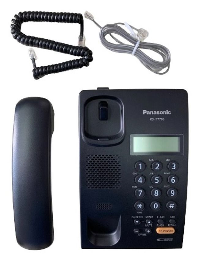 باناسونيك هاتف مزدوج الخط بسلك طراز KX-T7705 أسود - Image 5