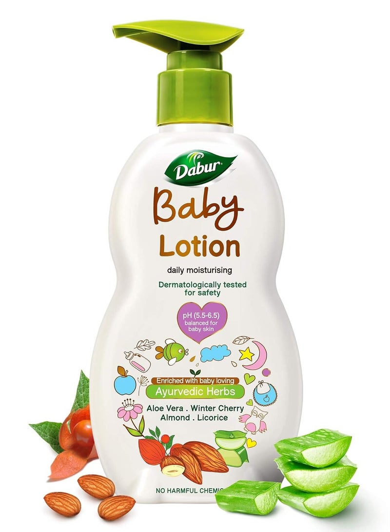 Dabur DABUR pH 5.5 Balanced Sensitive Skin with No Harmful Chemicals Contains Aloe Vera Licorice and Almonds Hypoallergenic and Dermatologically Tested No Paraben and Phthalates Baby Lotion - 500 ml  - Image 1