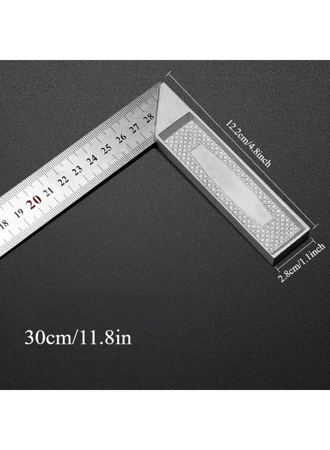 Precision Aluminum Handle Stainless Steel Angle Square Ruler 300mm Dual Scale Measuring Tool With Ergonomic Grip For Engineering Carpentry And Projects Durable Metal Construction With Sleek Finish - Image 4