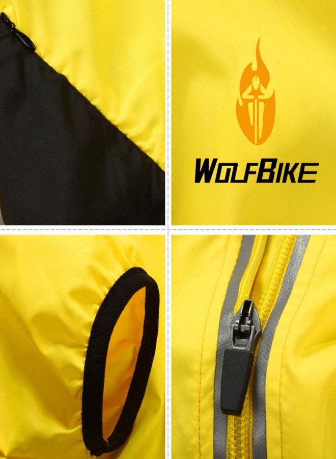 ولف بايك قميص ركوب الدراجات WOLFBIKE للرجال، سترة قابلة للتنفس، ملابس ركوب الدراجات، معطف مقاوم للرياح بأكمام طويلة، أصفر XL - Image 3