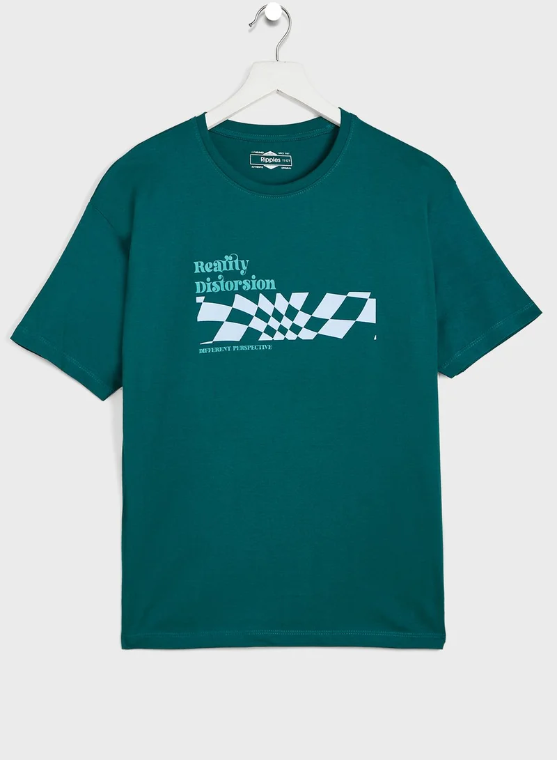 Ripples Round Neck Printed T-Shirt