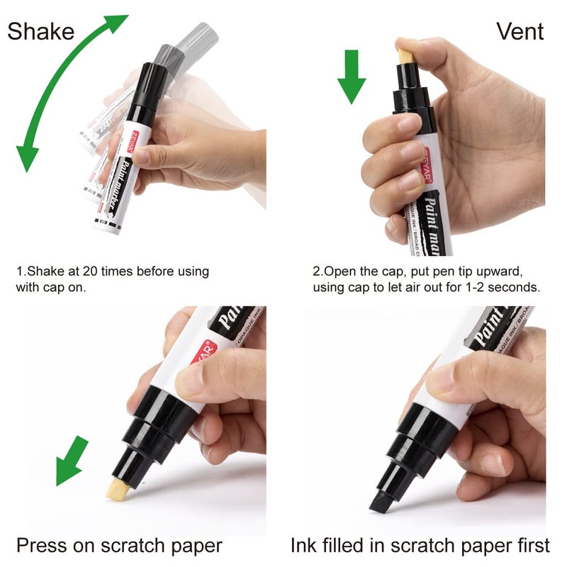 ZEYAR Paint Markers, Jumbo size, Chisel Point, Premium Waterproof & Smear Proof Ink, Aluminum Barrel, Great on Plastic, Wood, Rock, Metal and Glass for Permanent Marking (6 Colors) - Image 4