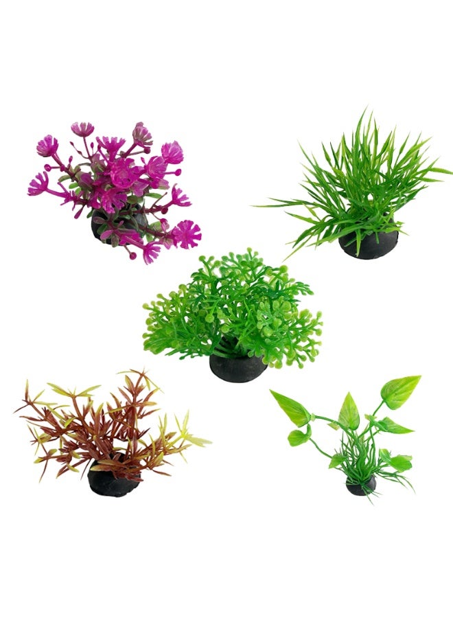 Generic Tankii Aquarium Artificial Plant Bush Leaf Mixed Design  - Image 2