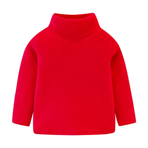 Mud Kingdom Little Boys Red Tops Soft Fleece Turtleneck Size 5 Warm - Image 1