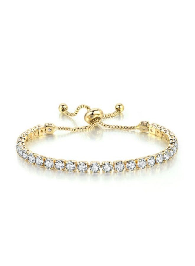 Tennis Bracelet Gold Plated with Adjustable Chain - Image 1