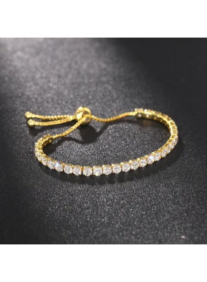 Tennis Bracelet Gold Plated with Adjustable Chain - Image 2
