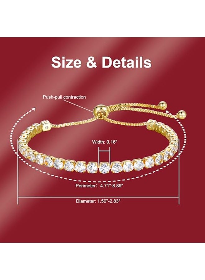 Tennis Bracelet Gold Plated with Adjustable Chain - Image 3