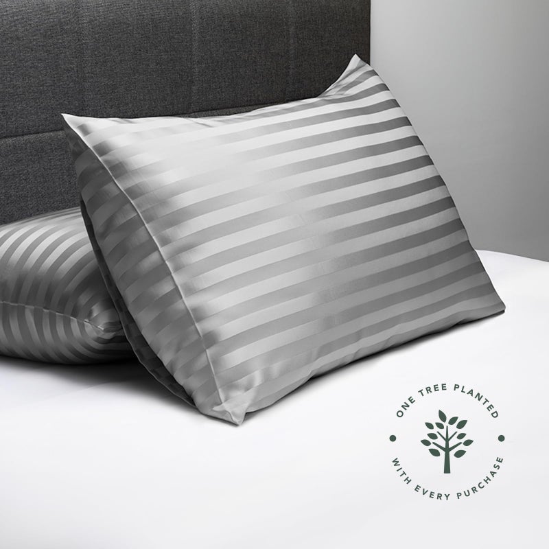 Fishers Finery Fishers Finery 30mm 100% Pure Mulberry Silk Pillowcase Set  Good Housekeeping Quality Tested (Gray Stripe  King  2 Pack)  - Image 3